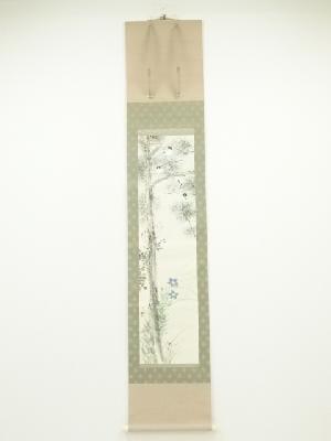 木村杏園筆　花鳥　肉筆紙本掛軸（保護箱）